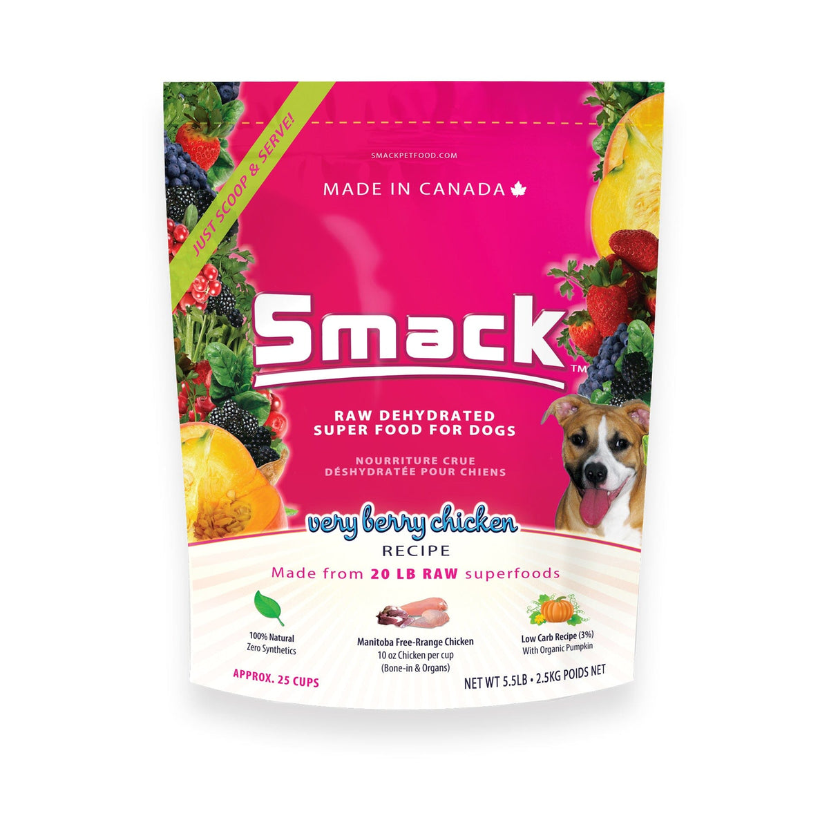 Smack Very Berry Chicken Organic Raw Dehydrated Grain Free Dog