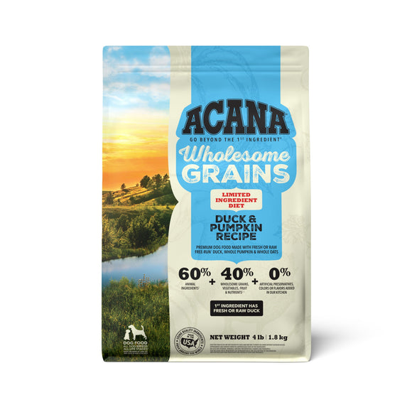 ACANA Wholesome Grains Limited Ingredient Diet Dry Dog Food, Duck & Pumpkin Recipe