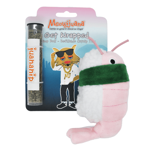 Meowijuana Get Wrapped! Refillable Shrimp Sushi Cat Toy