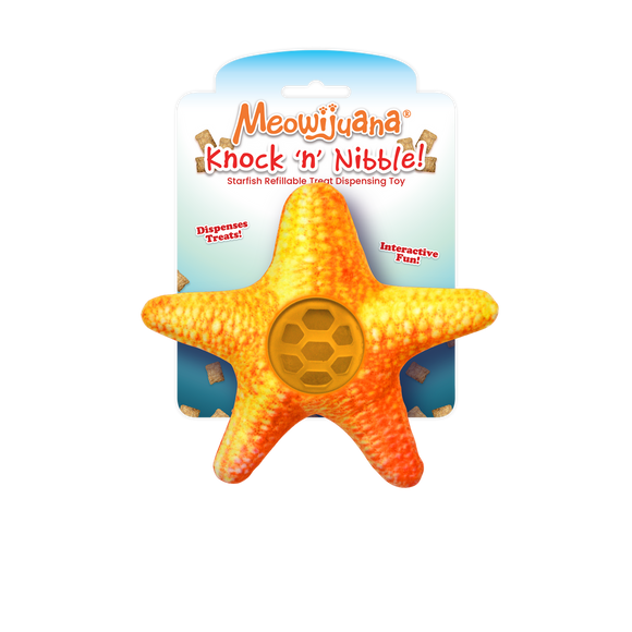 Meowijuana Knock 'n' Nibble Starfish - Refillable Treat Dispensing Cat Toy