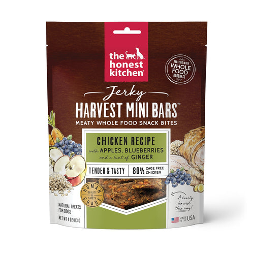 The Honest Kitchen Jerky Harvest Mini Bars Chicken Recipe With Apples & Blueberries Dog Treat