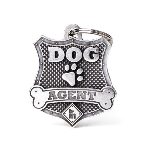 MyFamily Bronx Dog Agent Badge ID Tag in Antique Silver