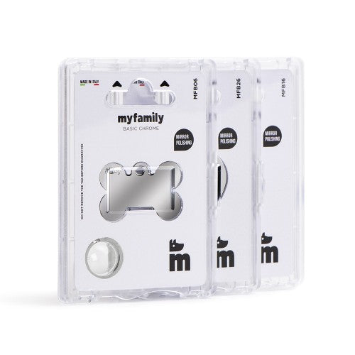 MyFamily ID Tag Basic collection Big Round in Chrome Plated Brass