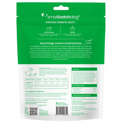 Smallbatch Freeze-Dried Raw Duck Recipe Small Bites Dog Food