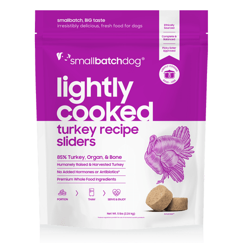 Smallbatch Lightly Cooked for Dogs Turkey Recipe Sliders