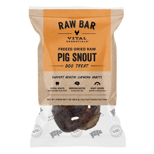 Vital Essentials Freeze-Dried Raw Bar Pig Snouts Single Ingredient Dog Chews