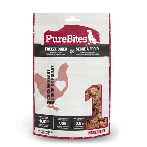 PureBites Chicken Heart Freeze Dried Dog Treats