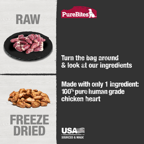 PureBites Chicken Heart Freeze Dried Dog Treats