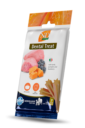 Farmina N&D Pumpkin Grain-Free Canine Dental Treat With Lamb, Pumpkin And Blueberry Medium & Maxi  Dog Treats