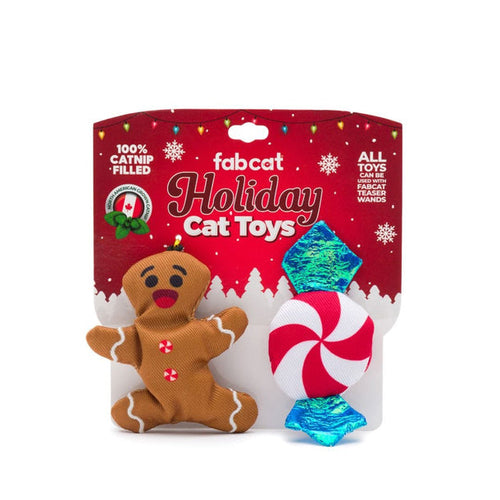 fabdog Fabcat Gingerbread/Peppermint 2-Pack Cat Toy