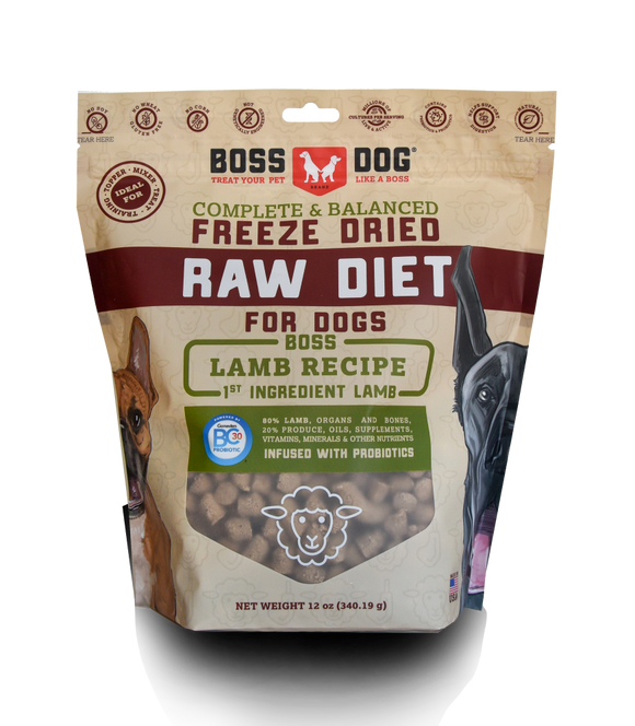 Boss Dog® Brand Freeze Dried Raw Diet Lamb Recipe for Dog (12-oz)
