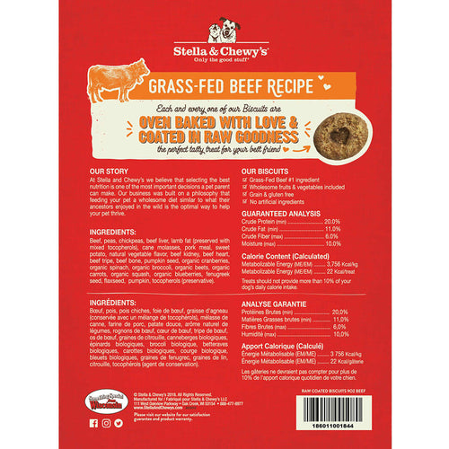 Stella & Chewy's Raw Coated Biscuits Grass Fed Beef Recipe Dog Treats
