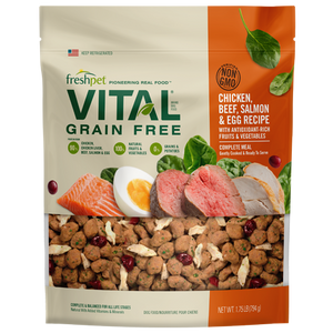 VITAL GRAIN FREE CHICKEN BEEF SALMON EGG RECIPE WITH ANTIOXIDANT RICH FRUITS VEGETABLES FOR DOGS