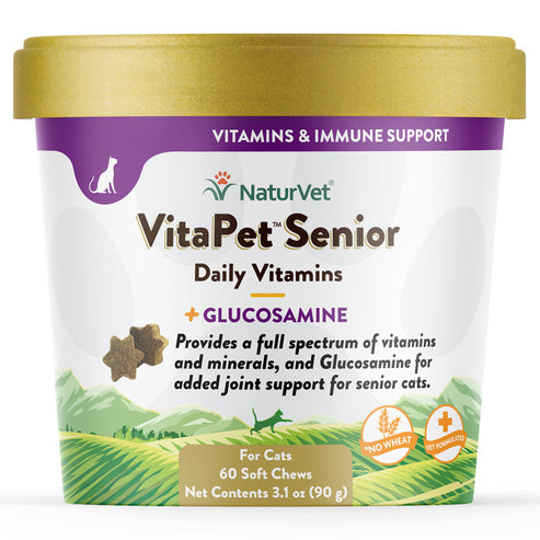 NaturVet VitaPet Senior Daily Vitamins Plus Glucosamine Cat Soft Chews Los Angeles CA West Hollywood CA Palm Springs CA Tailwaggers Pet Food Supplies