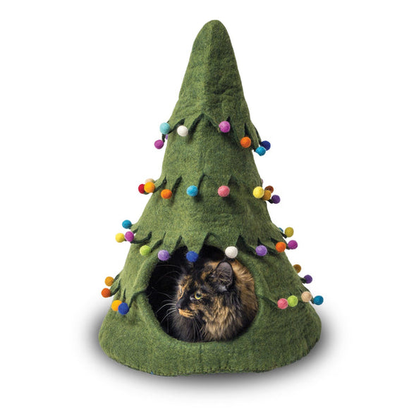 Dharma Dog Karma Cat  Xmas Tree Cave (14 inch, Green)