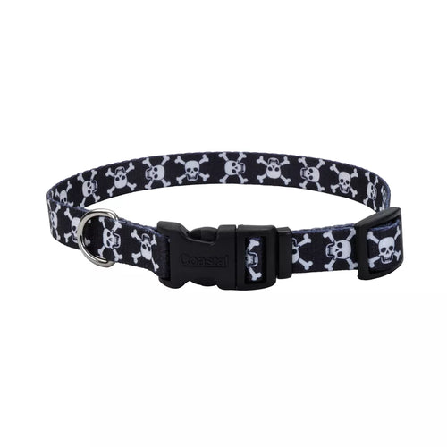 Coastal Pet Products Styles Adjustable Dog Collar Black Skull 5/8