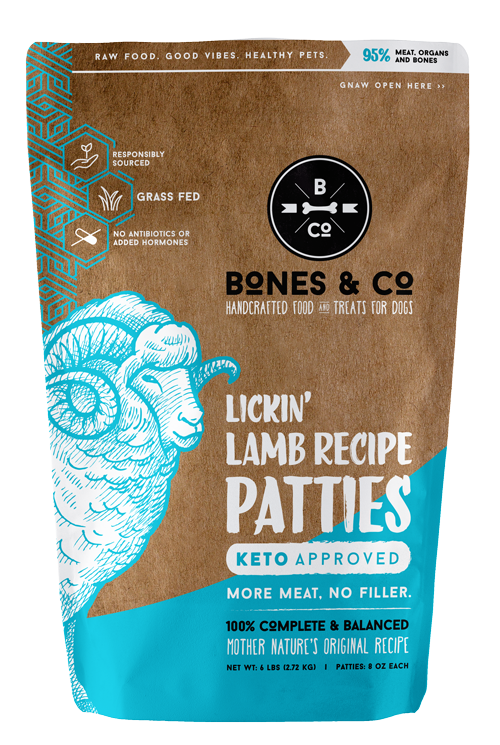 Bones & Co. Lickin' Lamb Recipe Raw Frozen Patties Dog Food (6 Lb)
